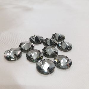 Strass Swarovski Rivoli 2 Furos Black Diamond - 12mm 72 Peças