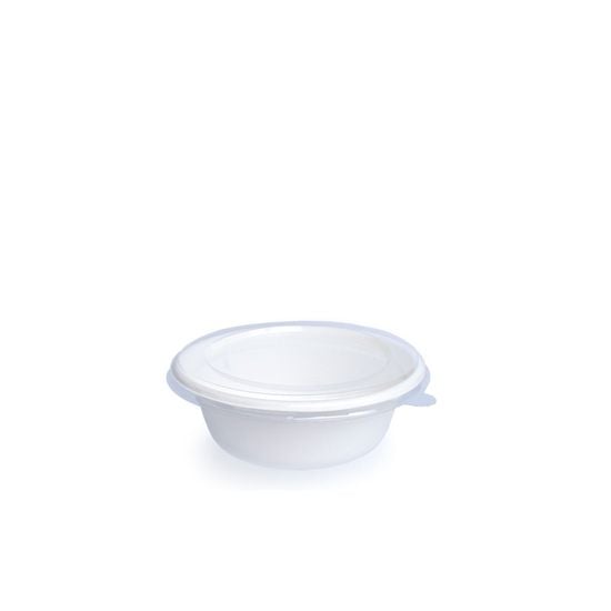 Bowl Biodegradável Em Bagaço De Cana Com Tampa Pet, 490ml - 125 Un.