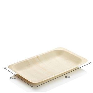 Prato Descartável Biodegradável Em Lâmina De Madeira, 20x13cm - 100 Unidades