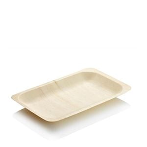 Prato Descartável Biodegradável Em Lâmina De Madeira, 20x13cm - 100 Unidades