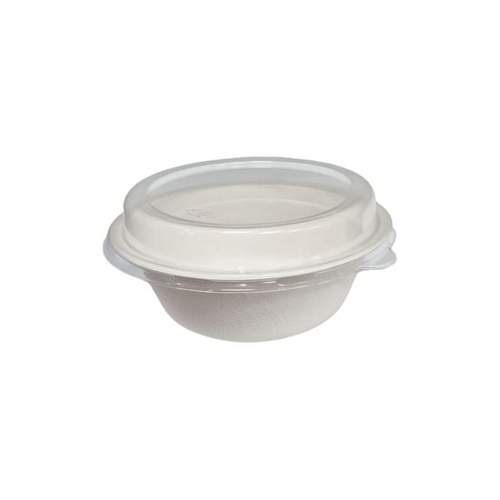 Bowl Biodegradável Em Bagaço De Cana Com Tampa Pet, 490ml - 125 Un