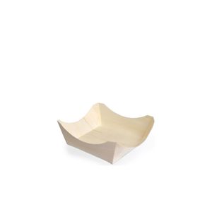 Mini Prato Descartável E Biodegradável Quadrado Em Madeira, 10x10x2cm - 100 Unidades