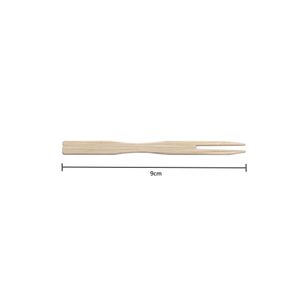 Mini Garfo Para Petiscos Descartável Em Bambu, 9cm - 100 Unidades