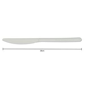 Faca Descartável Bio E Compostável Em Cpla Branco, 18cm - 50 Unidades
