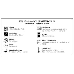 Embalagem Descartável Biodegradável Em Bagaço De Cana 700ml - 125 Un