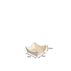 Mini Base Descartável E Biodegradável Quadrada Em Madeira 6x6x1,5cm - 100 Unidades

