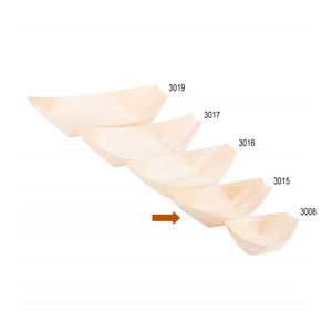 Barquinha Finger Food Descartável E Biodegradável Em Madeira 11,5x7cm - 100 Un