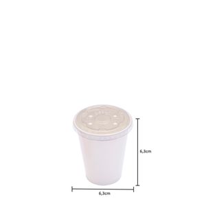 Copo Biodegradável De Papel Com Tampa Pet, 100ml,100 Unidades
