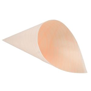 Cone Descartável Biodegradável Para Finger Food Em Madeira, 18 Cm - 50 Unidades