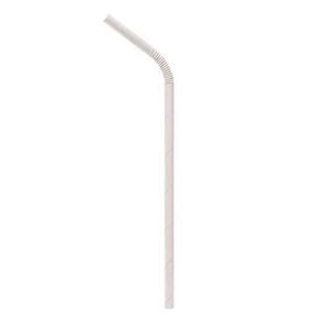Canudo Flexível Em Papel Branco, Biodegradável, Embalado Em Sachê De Papel, 6mm, 19,7cm - 100 Unidades

