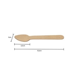Colher Descartável E Biodegradável De Madeira, 9,5cm - 100 Unidades