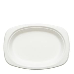 Prato Descartável E Biodegradável Oval Em Bagaço De Cana, 23x16cm - 125 Unidades