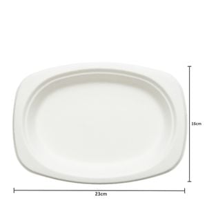 Prato Descartável E Biodegradável Oval Em Bagaço De Cana, 23x16cm - 125 Unidades