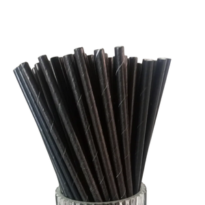 Canudo Em Papel Preto, Biodegradável, Embalado Em Sachê De Papel, 8mm, 20cm - 100 Unidades
