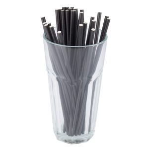 Canudo Em Papel Preto, Biodegradável, Embalado Em Sachê De Papel, 6mm, 20cm - 100 Unidades