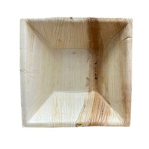 Bowl Quadrado Descartável Em Palha De Palmeira, 15x15 - 25 Unidades
