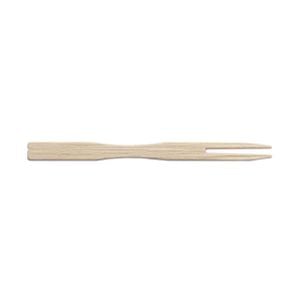 Mini Garfo Para Petiscos Descartável Em Bambu, 9cm - 100 Unidades