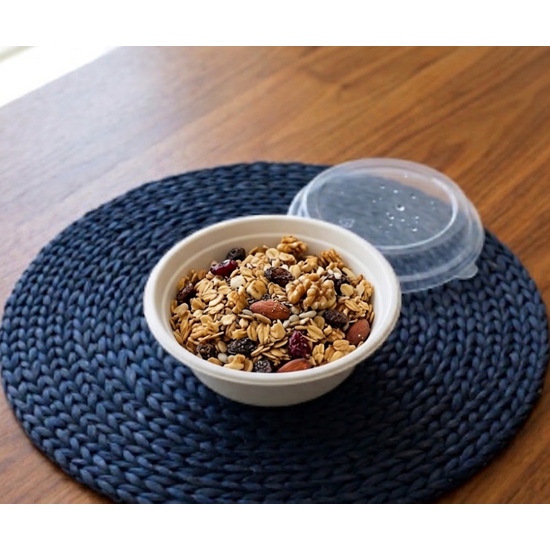 Bowl Biodegradável Em Bagaço De Cana Com Tampa Pet, 500ml - 125 Unidades