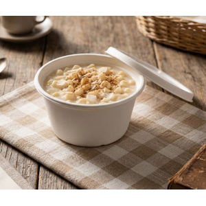Bowl Descartável Biodegradável Com Tampa Em Bagaço De Cana, Redondo, 900ml - 50 Unidades