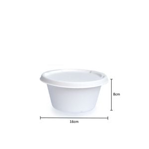 Bowl Descartável Biodegradável Com Tampa Em Bagaço De Cana, Redondo, 900ml - 50 Unidades