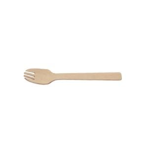 Mini Garfo Para Petisco Descartável E Biodegradável Em Madeira, 10,5cm - 100 Unidades

