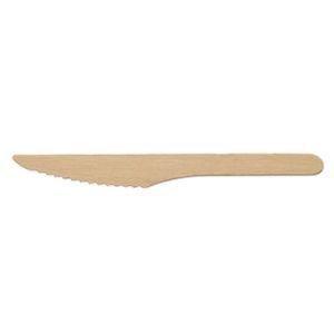 Faca Descartável E Biodegradável De Madeira, 16cm - 100 Unidades
