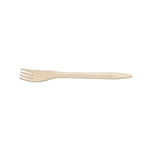 Garfo Descartável De Madeira Encerada, 17cm, 100 Unidades
