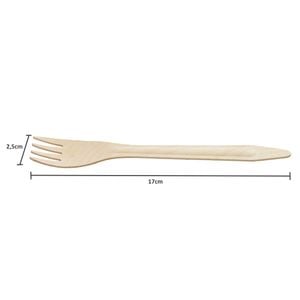 Garfo Descartável De Madeira Encerada, 17cm, 100 Unidades
