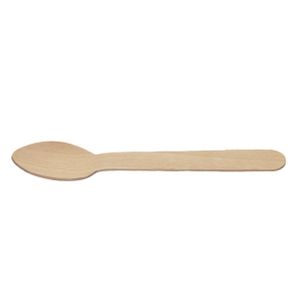 Colher Descartável E Biodegradável Em Madeira, 14cm - 100 Unidades