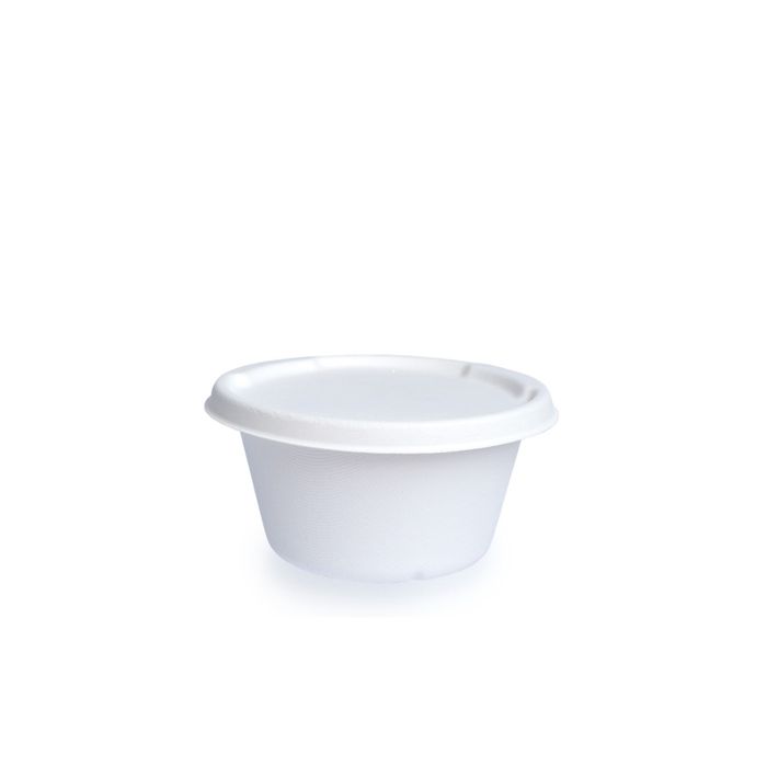 Bowl Descartável Biodegradável Com Tampa Em Bagaço De Cana, Redondo, 900ml - 50 Unidades