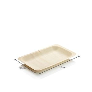 Prato Descartável Biodegradável Em Lâmina De Madeira, 12x9,5cm - 100 Unidades