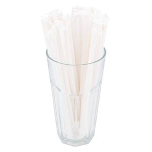 Canudo Flexível Em Papel Branco, Biodegradável, Embalado Em Sachê De Papel, 6mm, 19,7cm - 100 Unidades