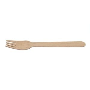 Garfo Descartável E Biodegradável De Madeira, 16cm - 100 Unidades