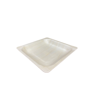 Prato Descartável E Biodegradável Quadrado Em Lâmina De Madeira, 14x14cm - 100 Unidades