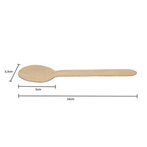 Colher Descartável E Biodegradável De Madeira, 16cm - 100 Unidades