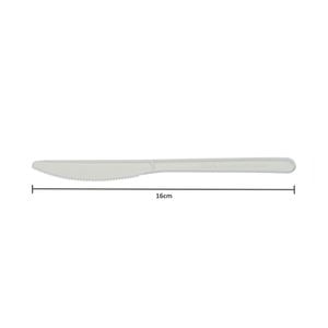 Faca Descartável, Biodegradável E Compostável Em Cpla Branco, 16cm - 50 Unidades