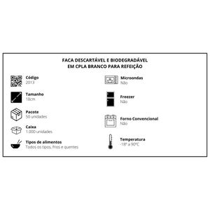 Faca Descartável Compostável Para Refeição, 18cm - 50 Un