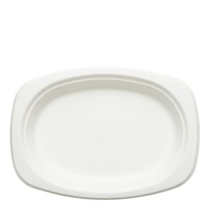Prato Descartável E Biodegradável Oval Em Bagaço De Cana, 23x16cm - 125 Unidades