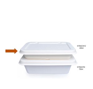 Embalagem Descartável Biodegradável 18x12cm, Em Bagaço De Cana, 400ml - 50 Unidades