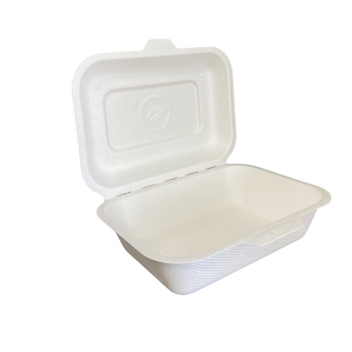 Embalagem Biodegradável Articulada Retangular Mini Sanduíche Em Bagaço De Cana, 15x11x5,5cm - 50 Unidades