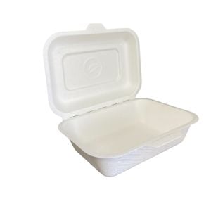 Embalagem Biodegradável Articulada Retangular Mini Sanduíche Em Bagaço De Cana, 15x11x5,5cm - 50 Unidades