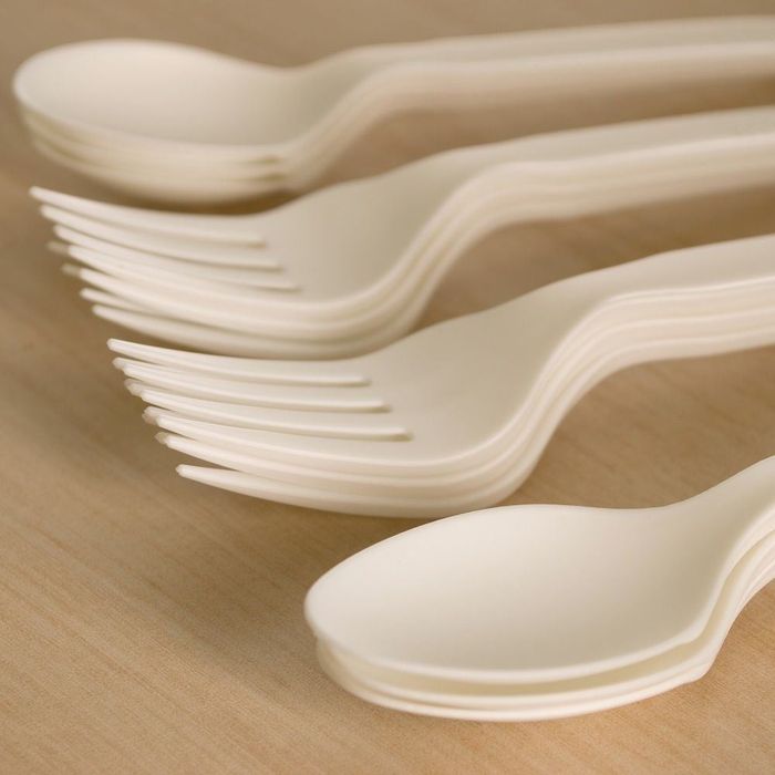 Garfo Descartável, Biodegradável E Compostável Em Cpla Branco, 17cm - 50 Unidades

