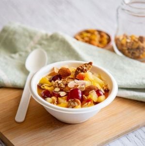 Bowl Descartável E Biodegradável Em Bagaço De Cana Com Tampa Pet, 210ml - 125 Unidades