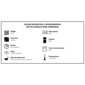 Colher Descartável, Biodegradável E Compostável Em Cpla Branco, 14,5cm - 50 Unidades