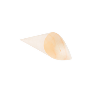 Cone Descartável Biodegradável Para Finger Food Em Madeira, 12,5cm - 50 Un