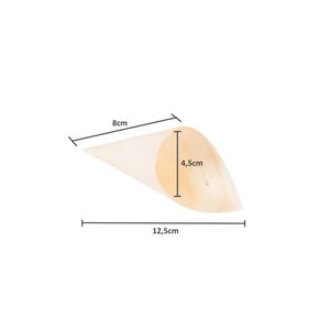 Cone Descartável Biodegradável Para Finger Food Em Madeira, 12,5cm - 50 Un