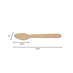 Colher Descartável E Biodegradável De Madeira, 9,5cm - 100 Un