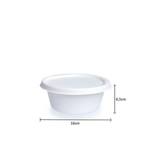 Bowl Descartável Biodegradável Com Tampa Em Bagaço De Cana, Redondo, 680ml - 50 Unidades