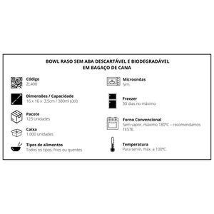 Prato Fundo Descartável Biodegradável Em Bagaço De Cana, 380ml - 125 Un