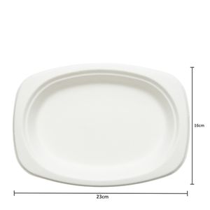 Prato Descartável E Biodegradável Oval Em Bagaço De Cana, 23x16cm - 125 Unidades